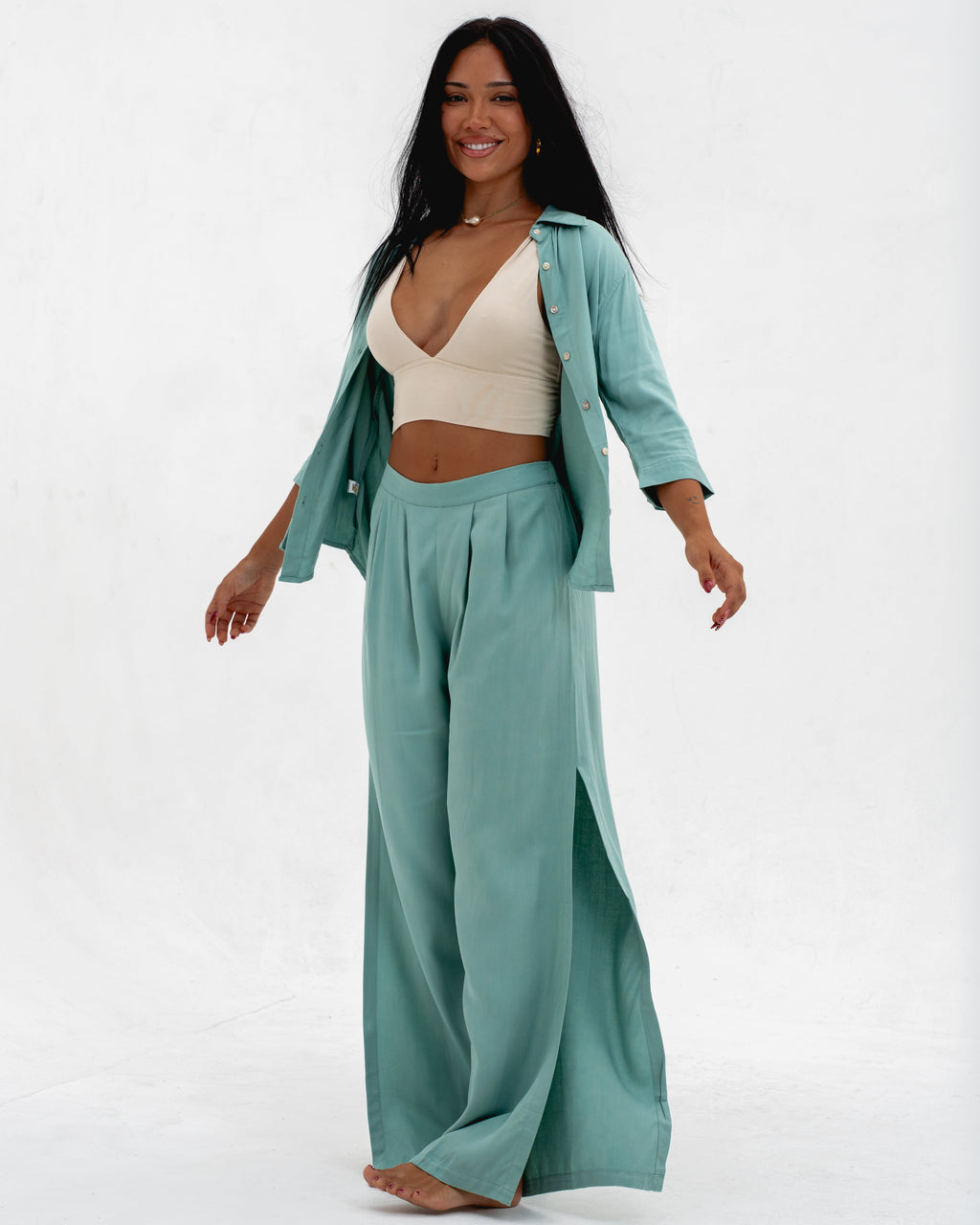 LADIES SLIT LONG PANTS