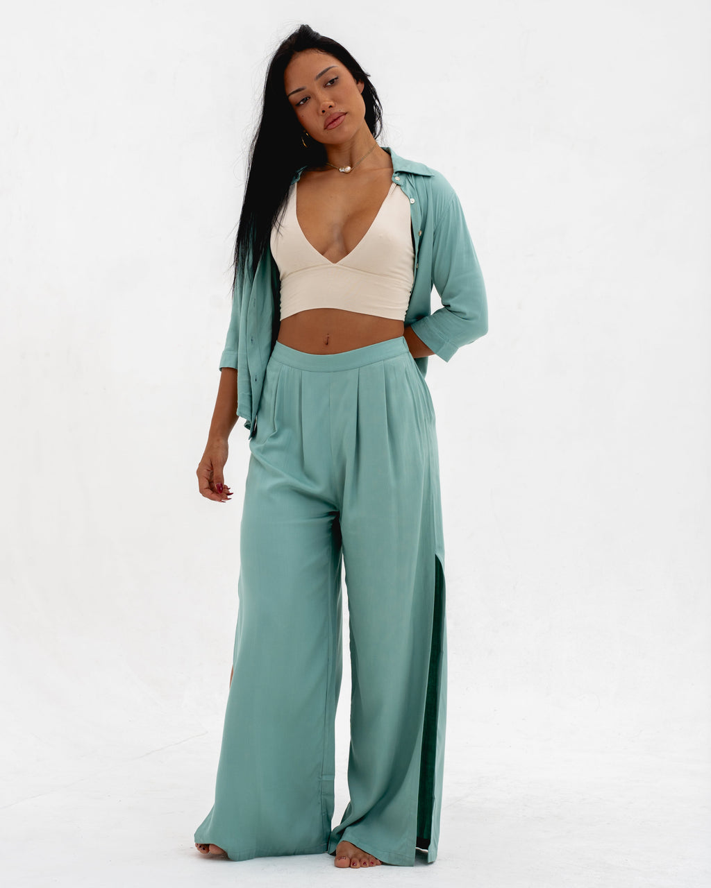 LADIES SLIT LONG PANTS